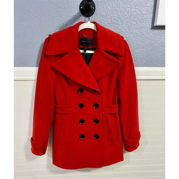 BCBGMAXAZRIA “Finn” Red Peacoat - Picture 1 of 9